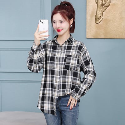 Naiste ruuduline taskuga särk