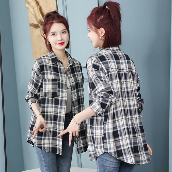 Naiste ruuduline taskuga särk