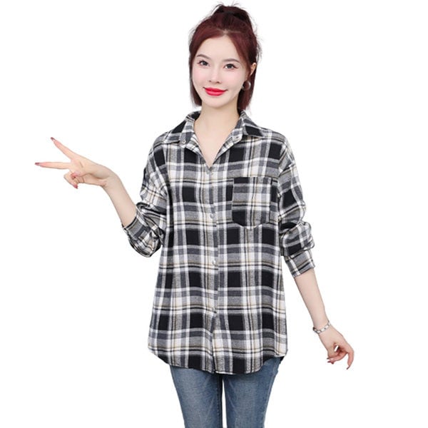 Naiste ruuduline taskuga särk