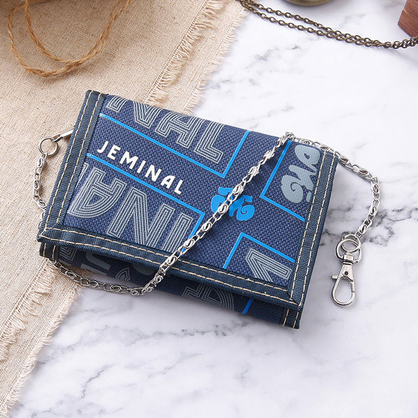 Lõuendist meeste rahakott kirjade ja ketiga