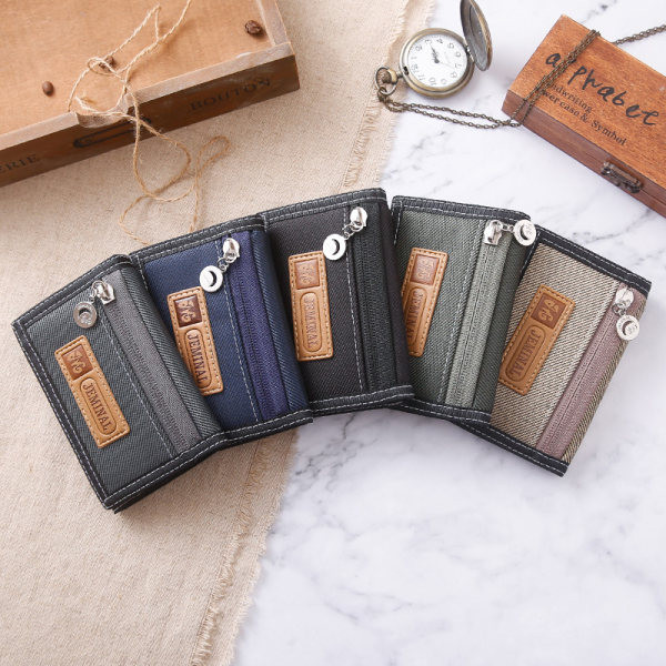 Portofel casual bărbătesc din material textil cu fermoar