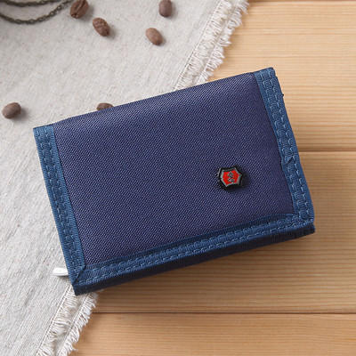 Textil férfi pénztárca érme rekesszel és fém elemmel