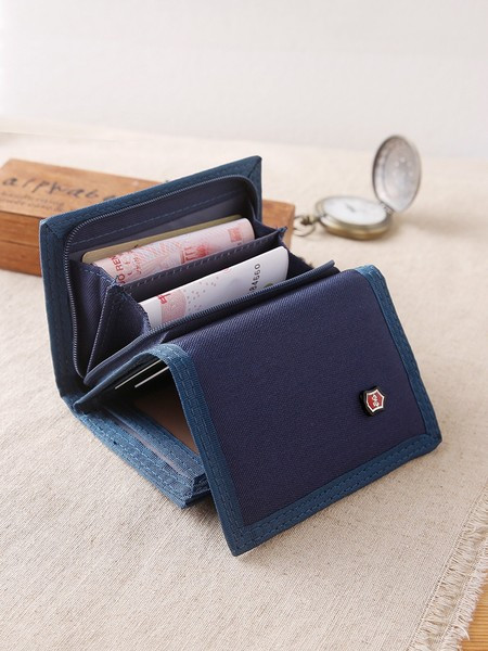 Textil férfi pénztárca érme rekesszel és fém elemmel