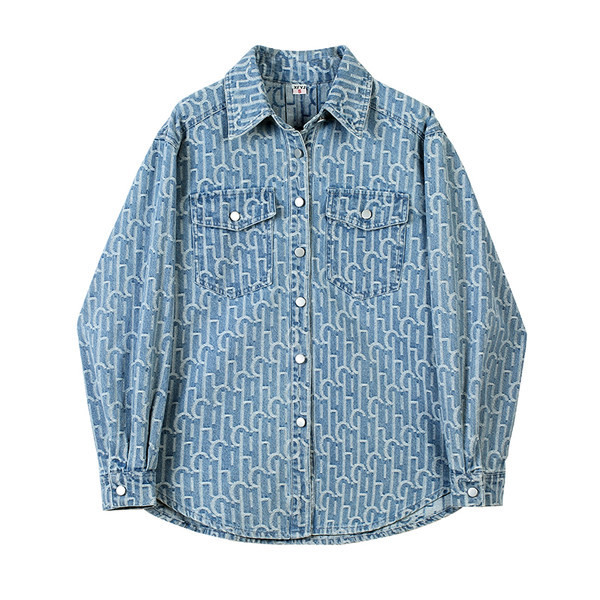 Modernūs moteriški džinsiniai marškiniai su klasikine apykakle ir sagomis