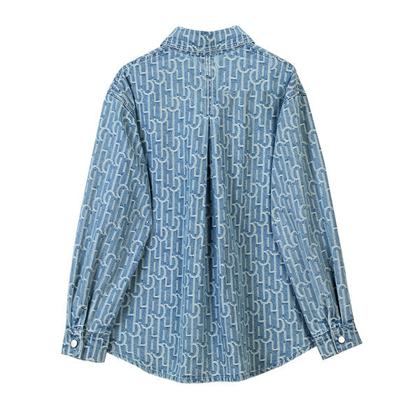 Modernūs moteriški džinsiniai marškiniai su klasikine apykakle ir sagomis