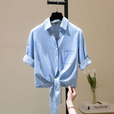 Puhta mudeliga lühikeste varrukatega teksasärk