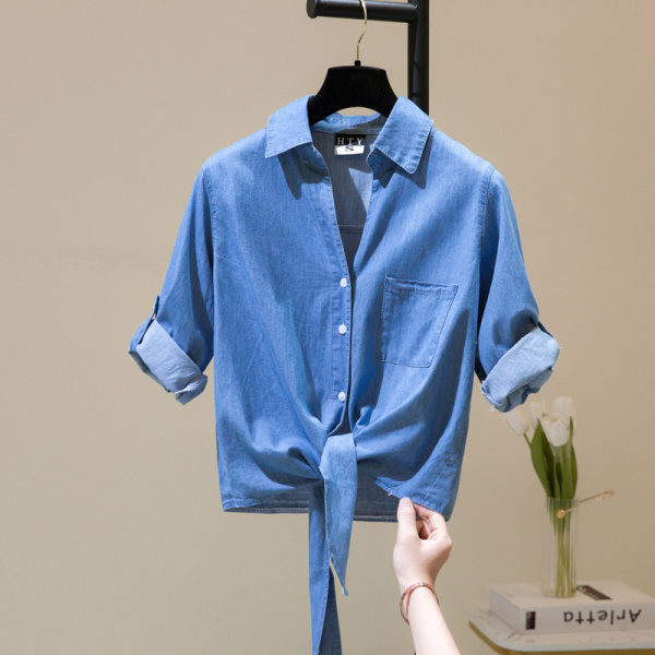 Puhta mudeliga lühikeste varrukatega teksasärk