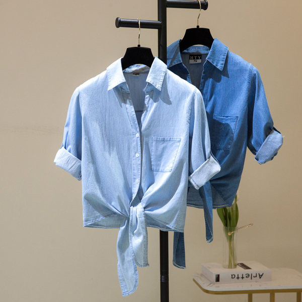 Puhta mudeliga lühikeste varrukatega teksasärk