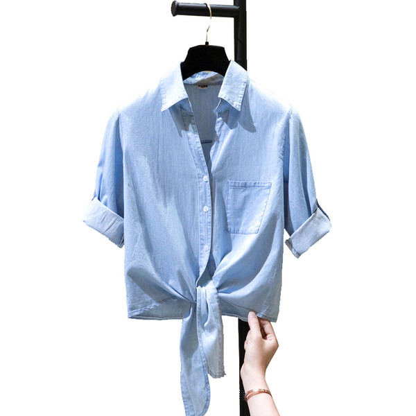 Puhta mudeliga lühikeste varrukatega teksasärk