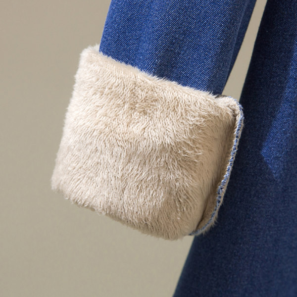 Moteriški džinsiniai marškiniai su šiltu pamušalu