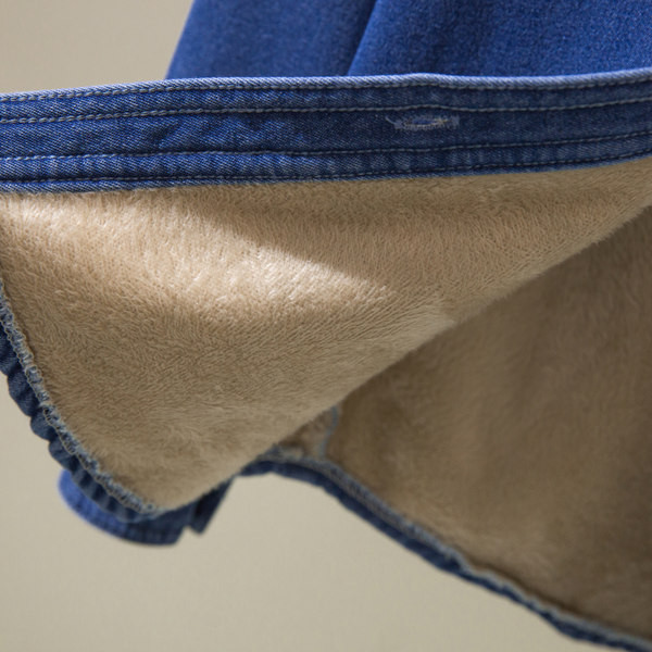 Moteriški džinsiniai marškiniai su šiltu pamušalu