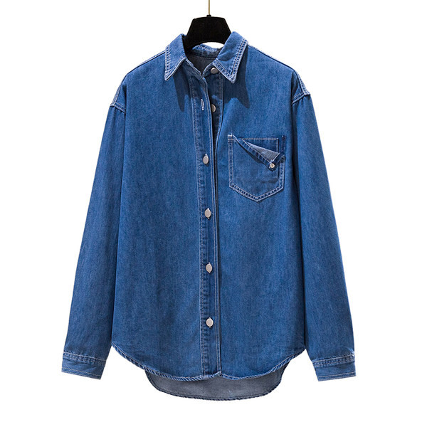 Retro stiliaus džinsiniai marškinėliai moterims su sagomis ir kišene