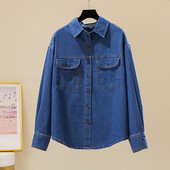 Alkalmi női farmer ing zsebekkel