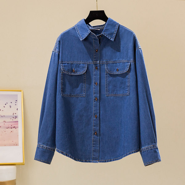 Alkalmi női farmer ing zsebekkel