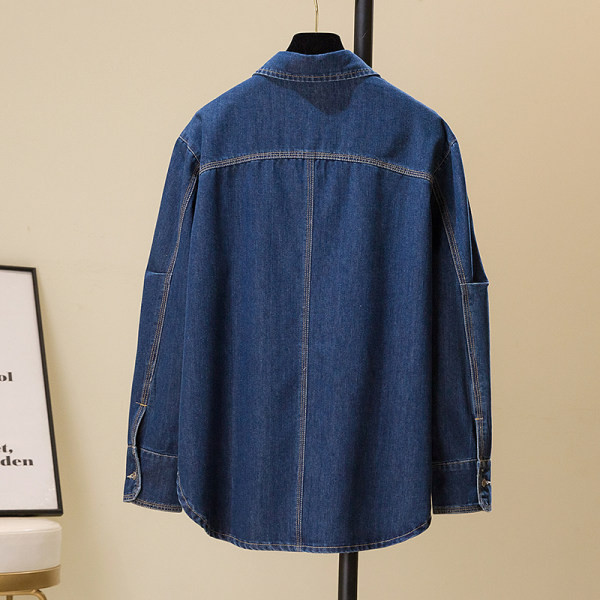 Džinsiniai laisvalaikio marškinėliai su kišene ir sagomis