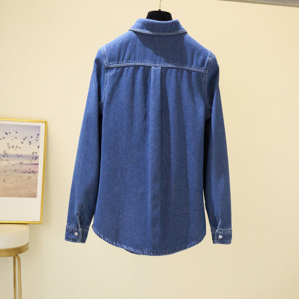 Moteriški džinsiniai marškiniai su apatiniu pamušalu