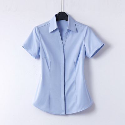 Női rövid ujjú V-nyakú alkalmi ing