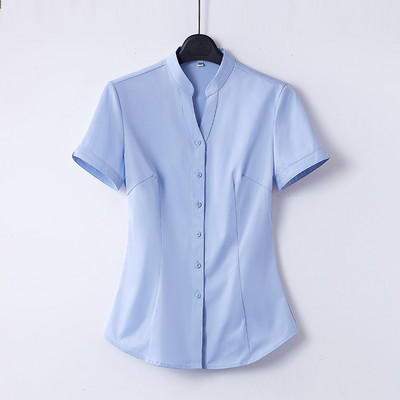 Női rövid ujjú V-nyakú alkalmi ing