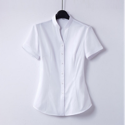 Női rövid ujjú V-nyakú alkalmi ing