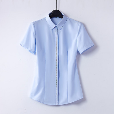 Női rövid ujjú V-nyakú alkalmi ing