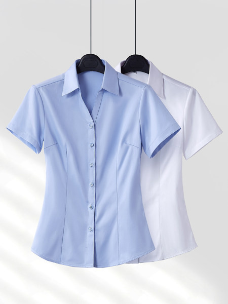 Női rövid ujjú V-nyakú alkalmi ing