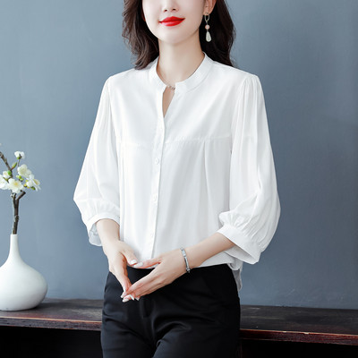 Cămașă casual din șifon cu guler scăzut