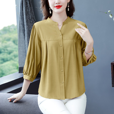 Cămașă casual din șifon cu guler scăzut