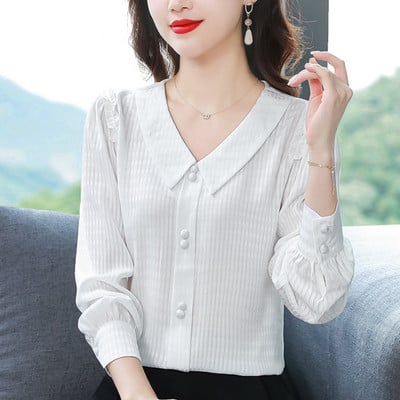 Moodne terava kaelusega naiste šifoonisärk – mitut värvi