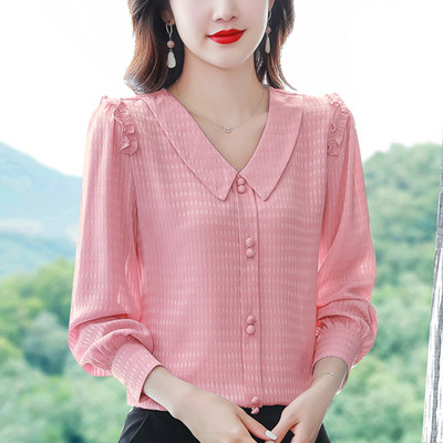 Moodne terava kaelusega naiste šifoonisärk – mitut värvi