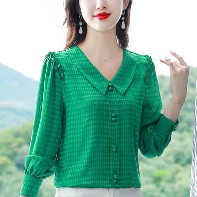 Moodne terava kaelusega naiste šifoonisärk – mitut värvi