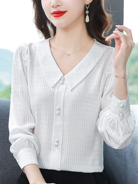 Moodne terava kaelusega naiste šifoonisärk – mitut värvi