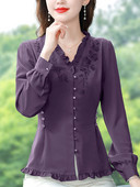 Elegantiški moteriški marškiniai su siuvinėjimais