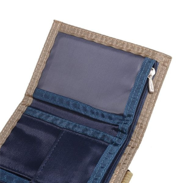 Tekstilni muški novčanik s kopčanjem na čičak i zip pretincem za kovanice