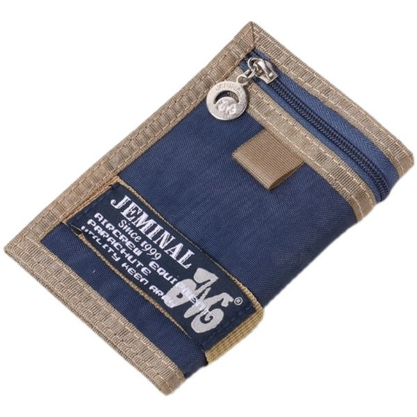 Tekstilni muški novčanik s kopčanjem na čičak i zip pretincem za kovanice