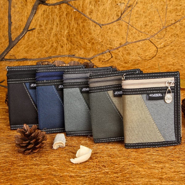 Uue mudeliga meeste rahakott tekstiilist mitmes värvitoonis