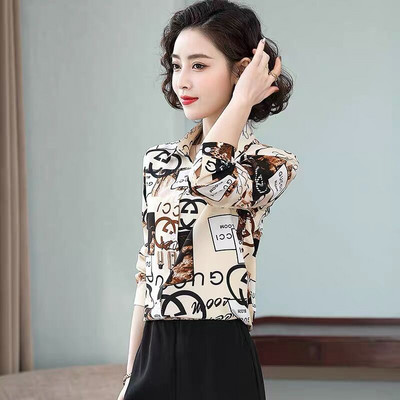 Elegantiški moteriški marškiniai su klasikine apykakle