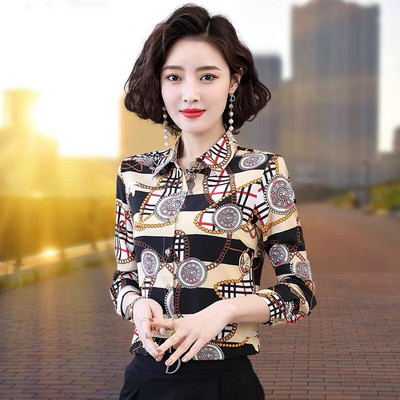 Elegantiški moteriški marškiniai su klasikine apykakle