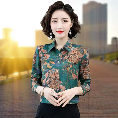 Elegantiški moteriški marškiniai su klasikine apykakle