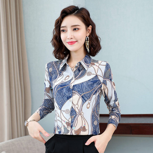 Elegantiški moteriški marškiniai su klasikine apykakle