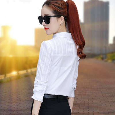 Naujo modelio moteriški elegantiški marškinėliai klasikine apykakle