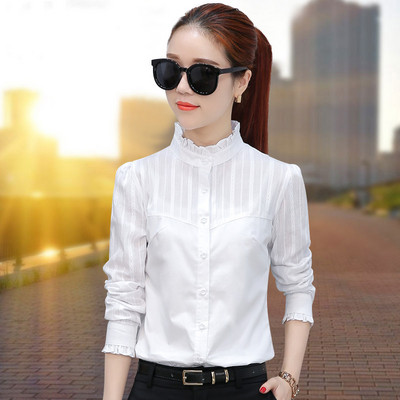 Naujo modelio moteriški elegantiški marškinėliai klasikine apykakle