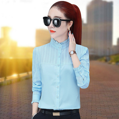 Naujo modelio moteriški elegantiški marškinėliai klasikine apykakle