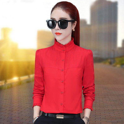 Naujo modelio moteriški elegantiški marškinėliai klasikine apykakle