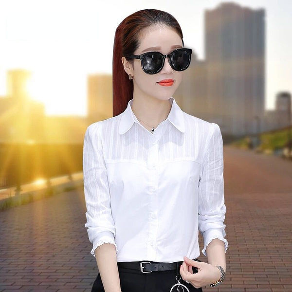 Naujo modelio moteriški elegantiški marškinėliai klasikine apykakle