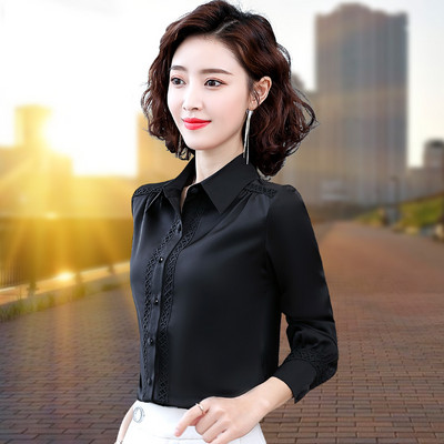 Elegantiški šifoniniai marškiniai su nėriniais