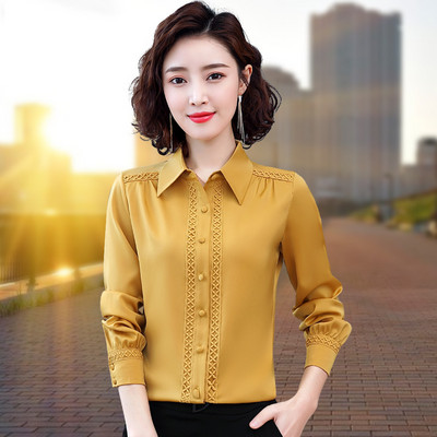 Elegantiški šifoniniai marškiniai su nėriniais