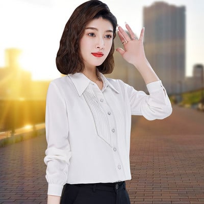 Γυναικείο ανοιξιάτικο πουκάμισο με μακριά μανίκια και κουμπιά