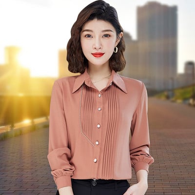 Γυναικείο ανοιξιάτικο πουκάμισο με μακριά μανίκια και κουμπιά