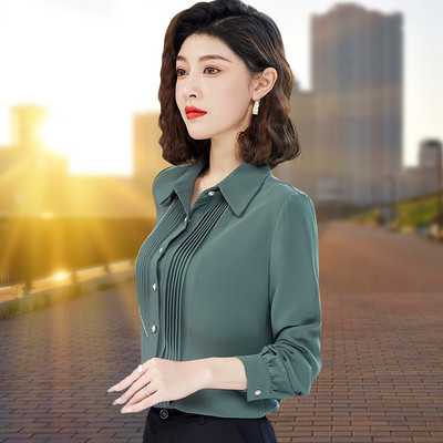 Γυναικείο ανοιξιάτικο πουκάμισο με μακριά μανίκια και κουμπιά