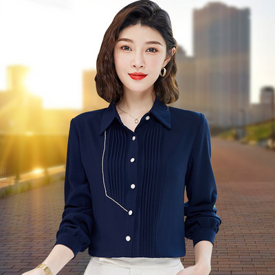 Γυναικείο ανοιξιάτικο πουκάμισο με μακριά μανίκια και κουμπιά